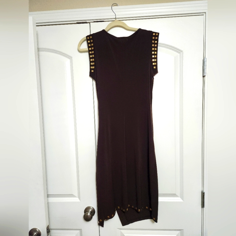 SOLD!!!   Michael Kors Brown Studded Matte Jersey  Dress  Size Small - Picture 4 of 9
